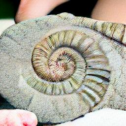 generated: a girl examining an ammonite fossil #3